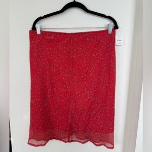 Elegant Red Floral Pencil Skirt